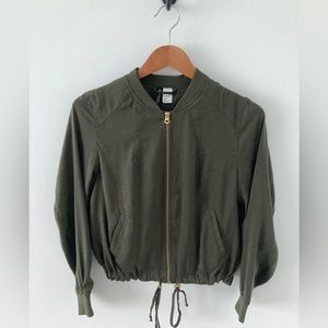 H&M Front Tie Zip Up Bomber Jacket